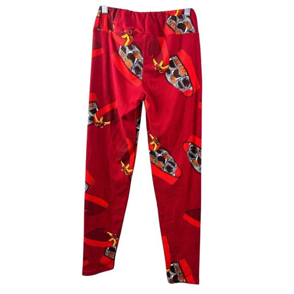 LuLaRoe Women's Red Chocolate Tights - Picture 3 of 7